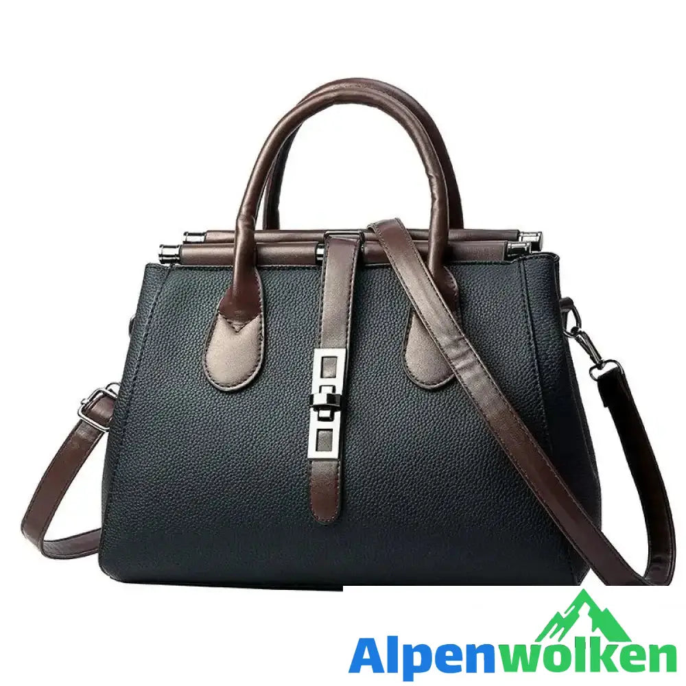 Alpenwolken - Modische Damen Umhängetasche & Handtasche aus PU Leder schwarz