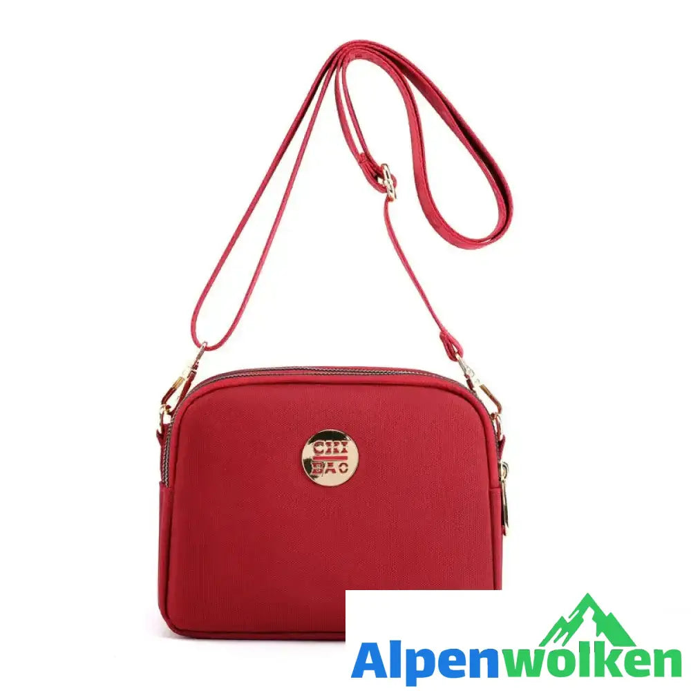 Alpenwolken - Modische multifunktionale Umhängetasche aus Nylon für Damen rot