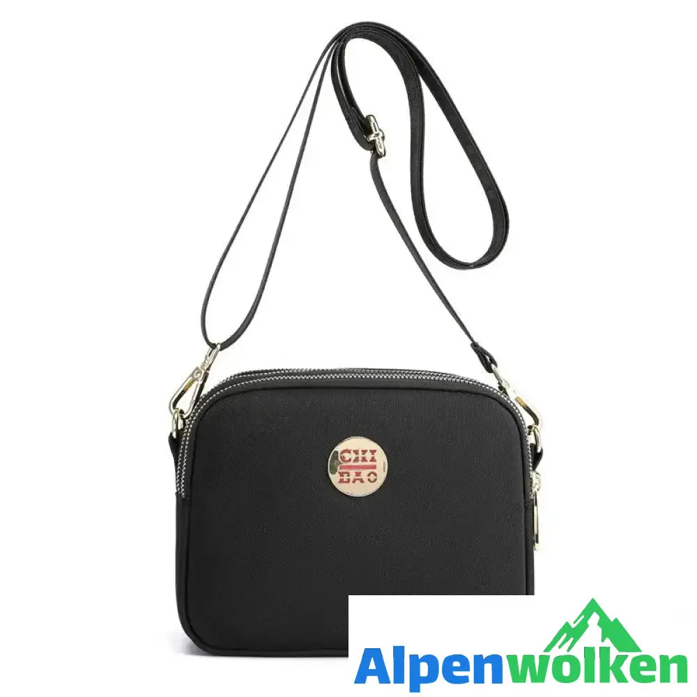 Alpenwolken - Modische multifunktionale Umhängetasche aus Nylon für Damen schwarz