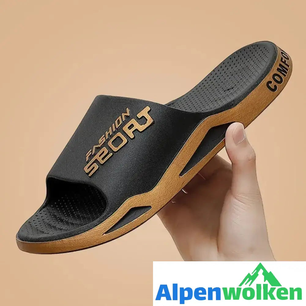 Alpenwolken - Modische rutschfeste Sportsandalen Schwarz+Gold