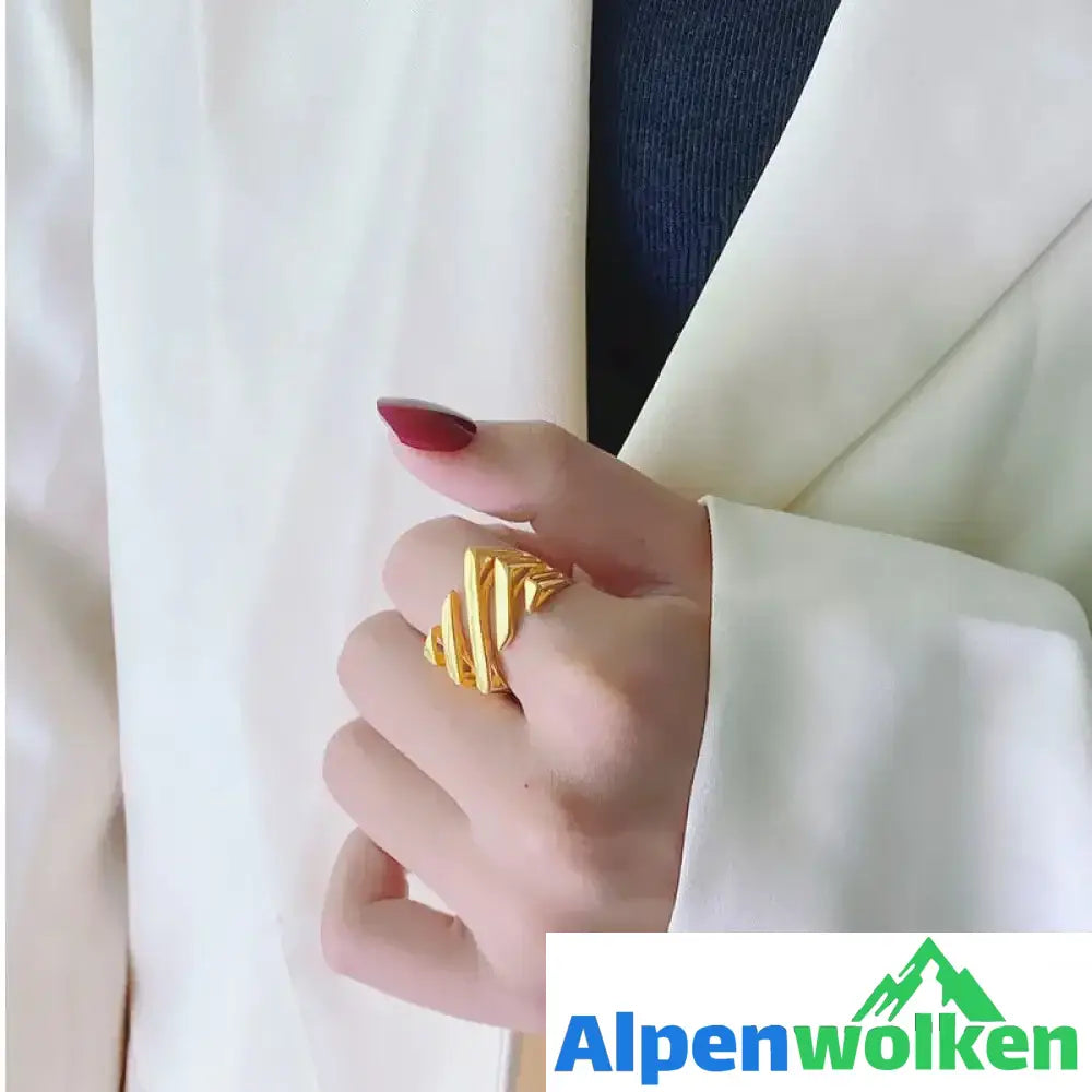 Alpenwolken - Modischer einfacher Twill-Ring Gold