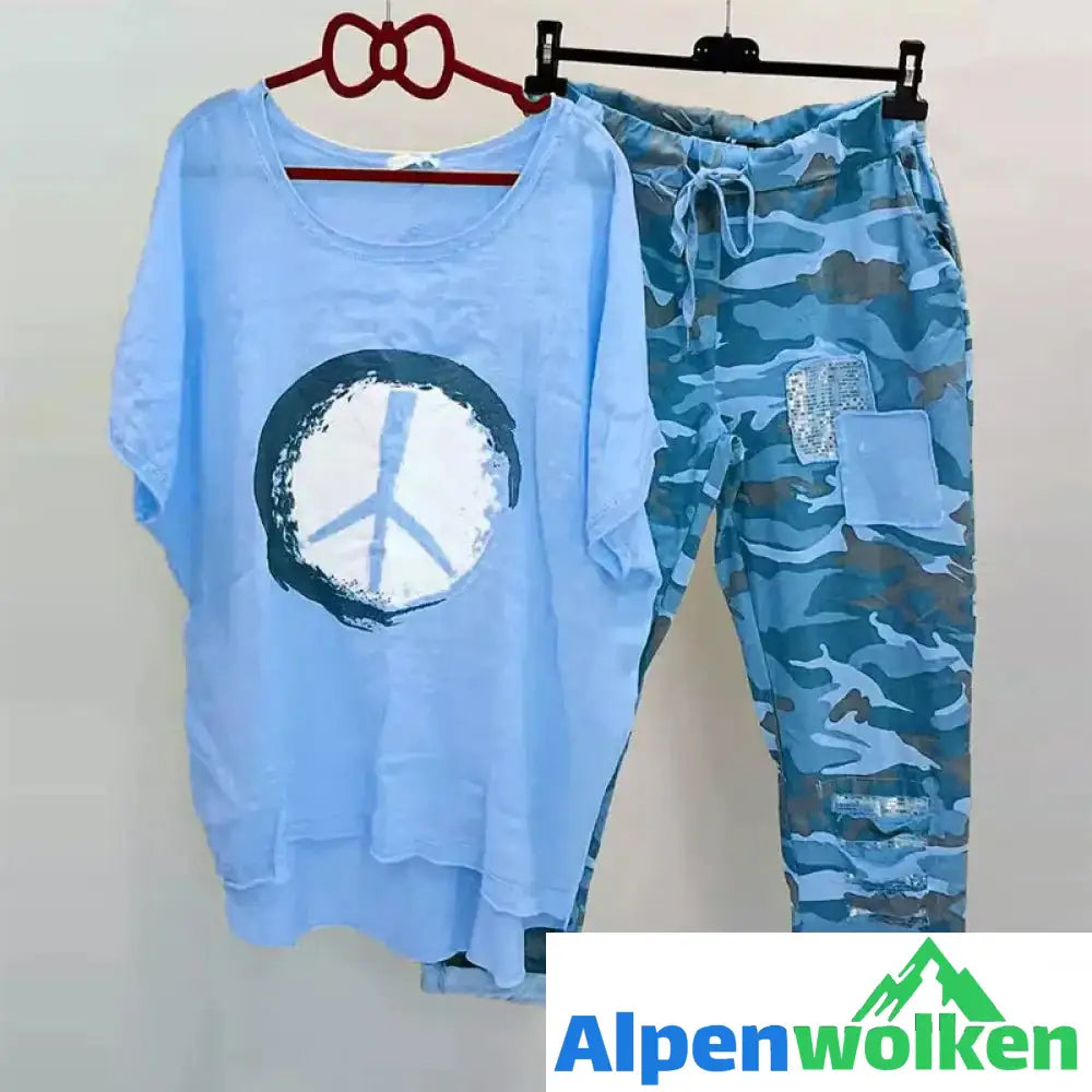 Alpenwolken - Modischer Zweiteiliger Camouflageanzug für Damen blau