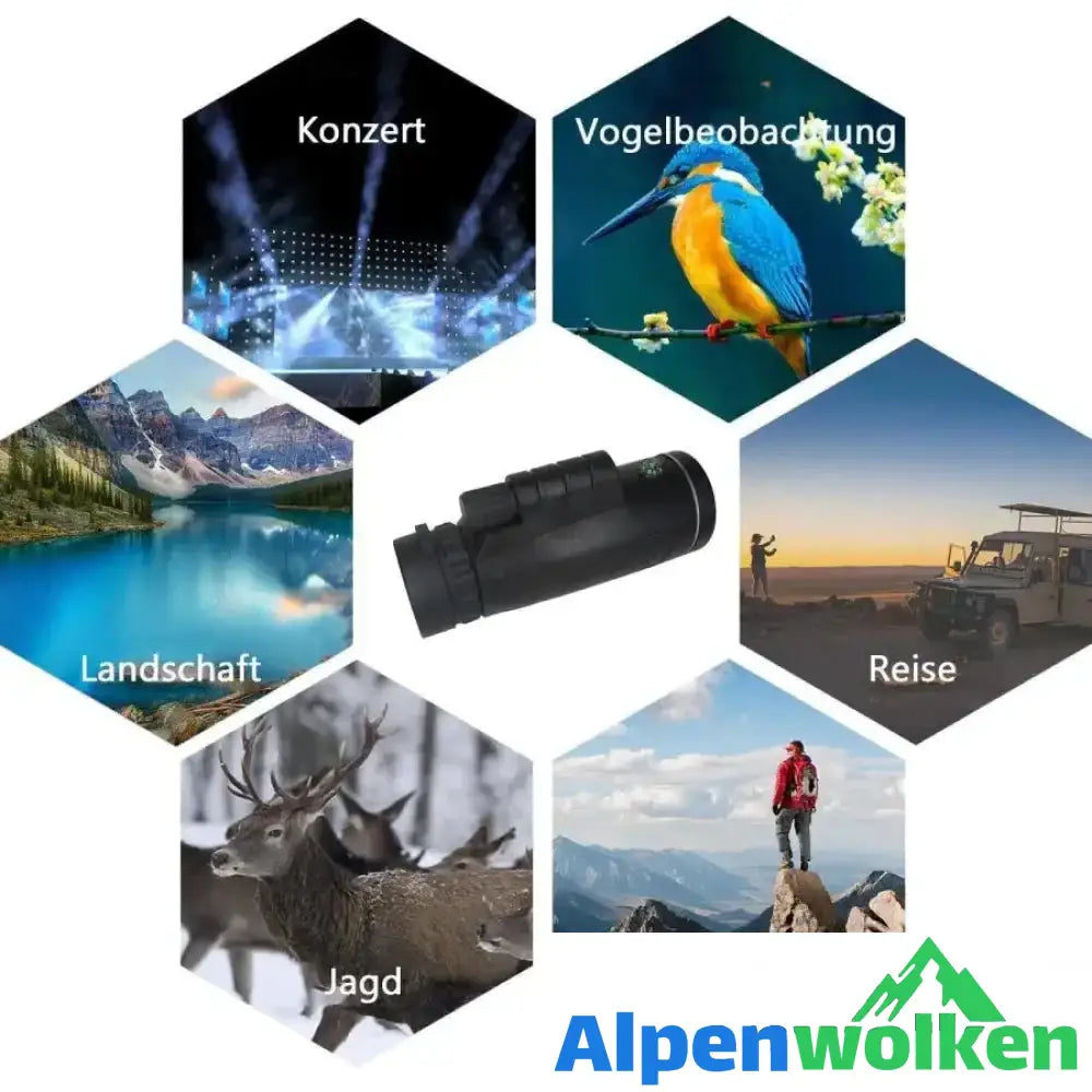 Alpenwolken - Monocular Telescope, 12x50 High Power wasserdichtes Fogproof