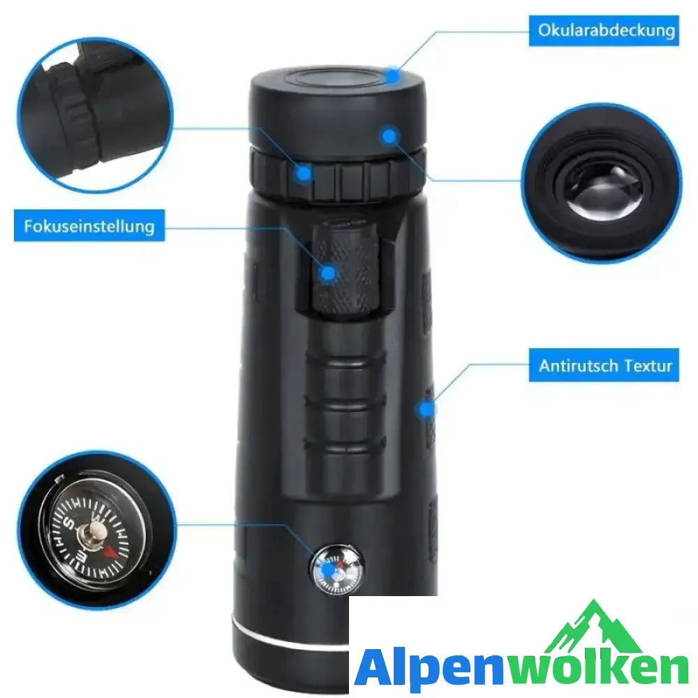 Alpenwolken - Monocular Telescope, 12x50 High Power wasserdichtes Fogproof