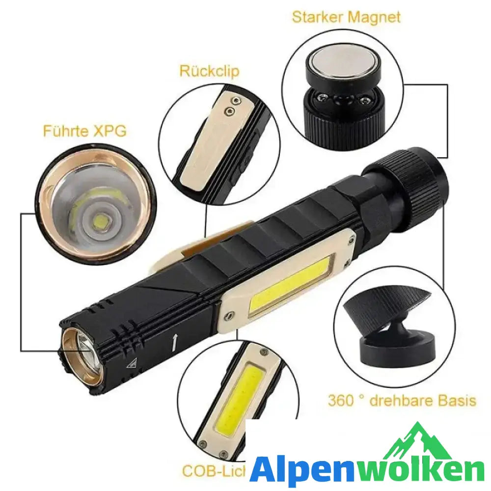 Alpenwolken - Multifunktionale 360-Grad-Magnet-Taschenlampe