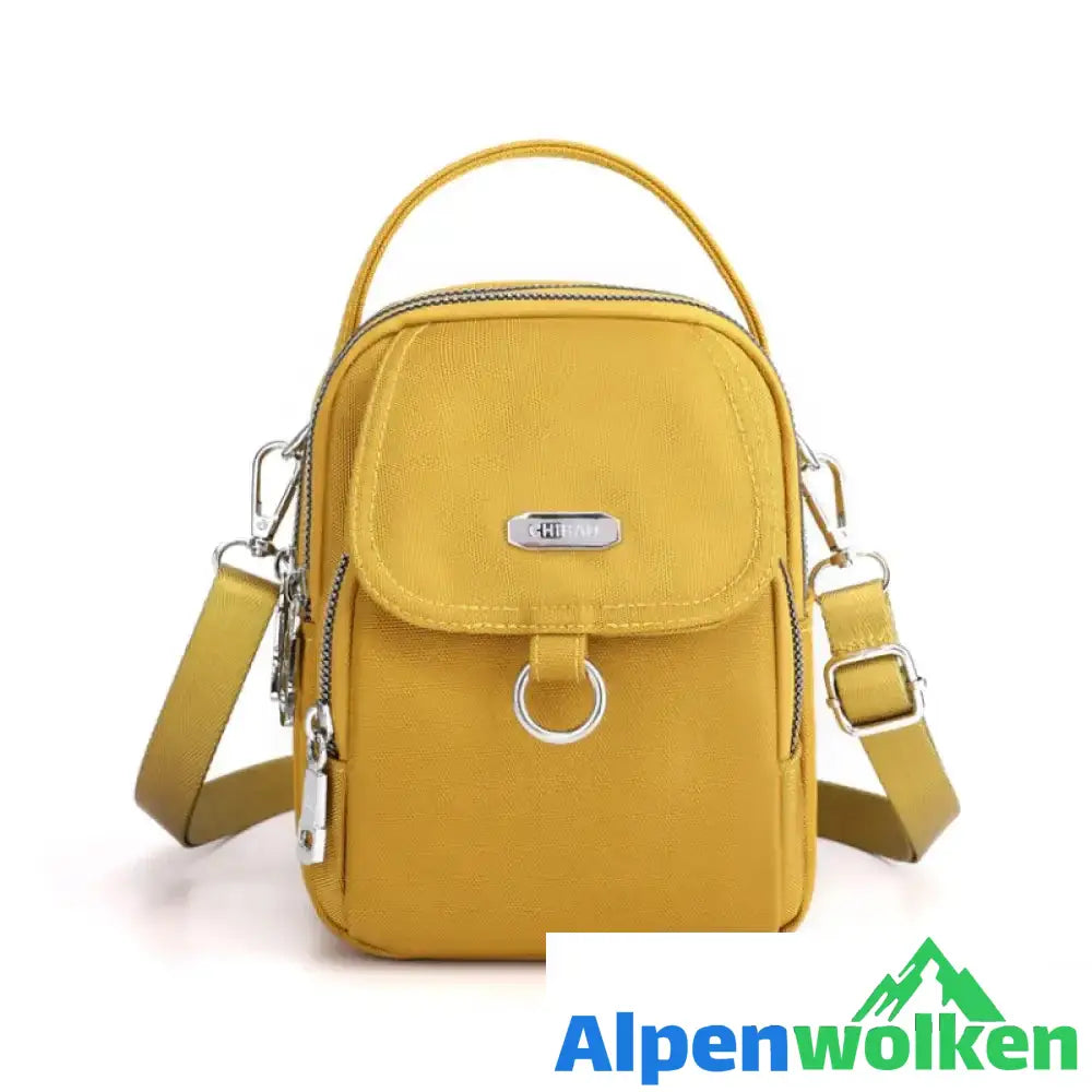 Alpenwolken - Multifunktionale Damen Oxford Stoff Umhängetasche gelb