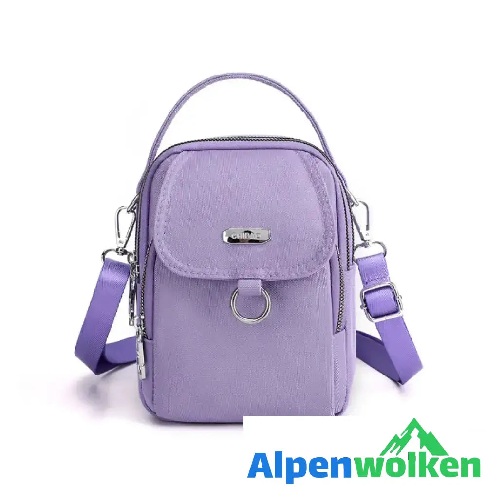 Alpenwolken - Multifunktionale Damen Oxford Stoff Umhängetasche lila