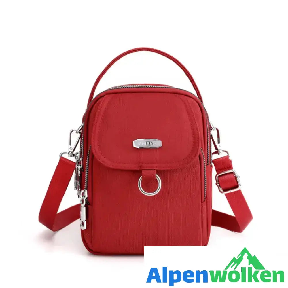 Alpenwolken - Multifunktionale Damen Oxford Stoff Umhängetasche rot