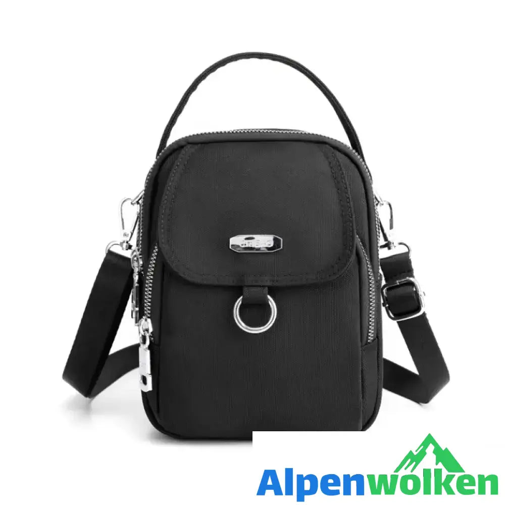 Alpenwolken - Multifunktionale Damen Oxford Stoff Umhängetasche schwarz