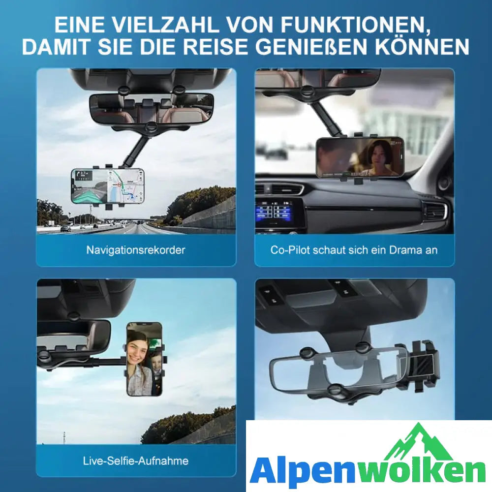 Alpenwolken - 🤳🏽Multifunktionale drehbare Auto-Rückspiegel-Handyhalterung