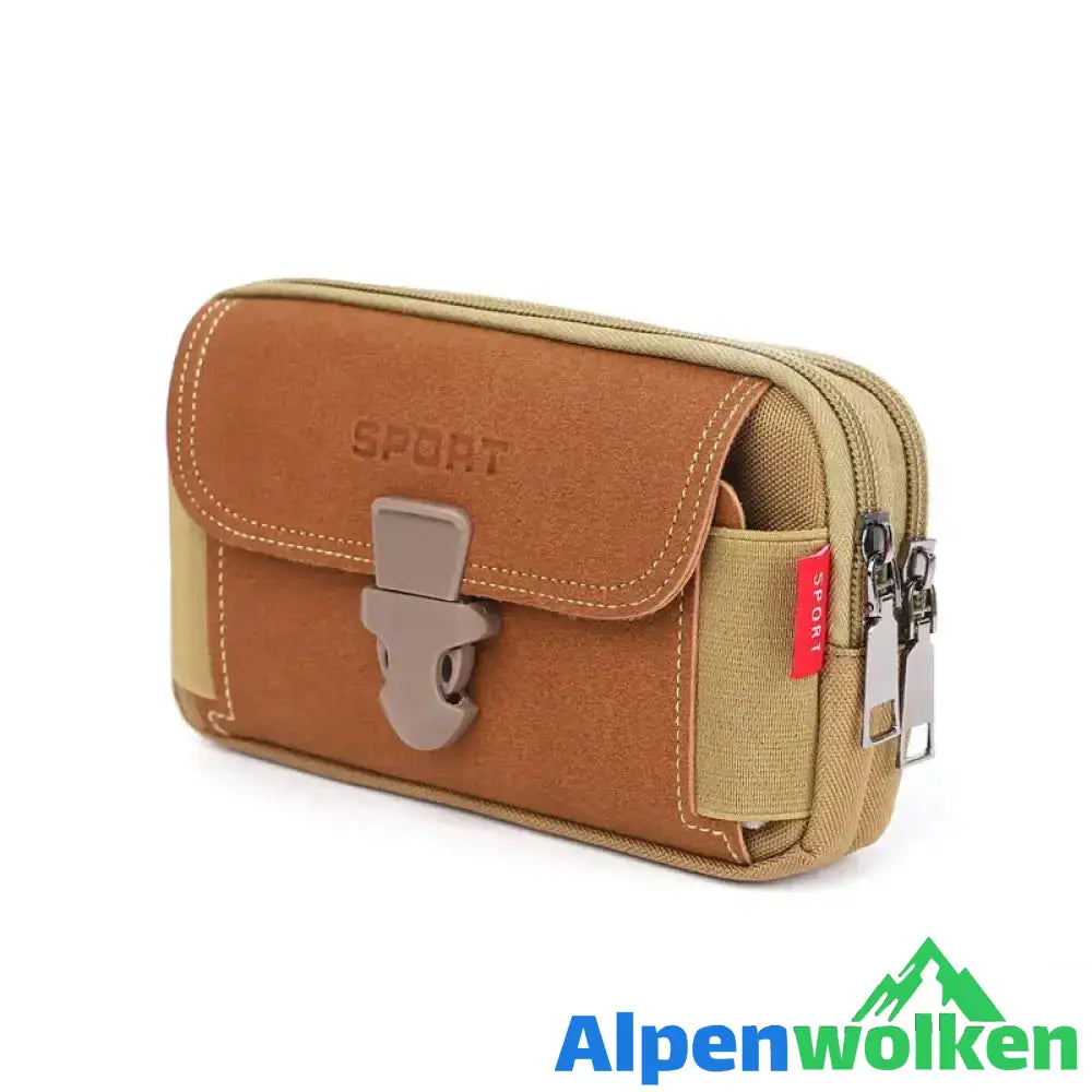 Alpenwolken - Multifunktionale Gürtel-Handytasche für Herren Khaki A