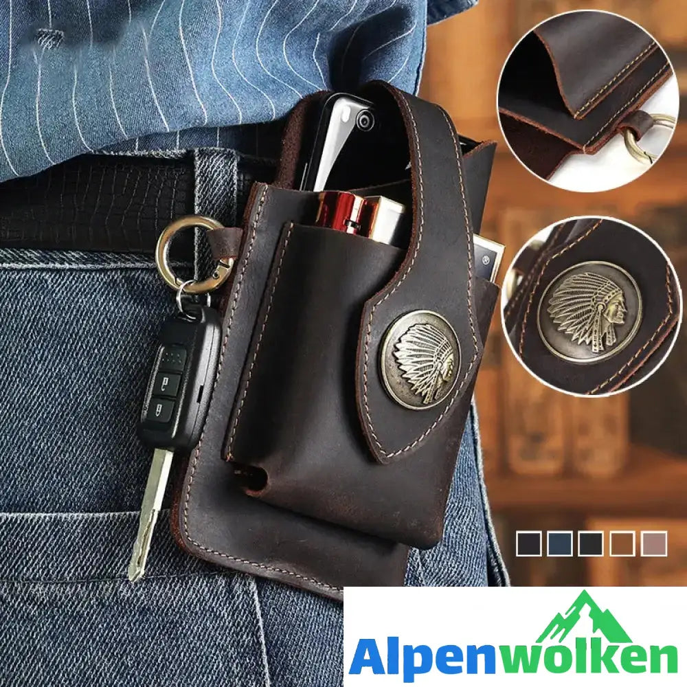 Alpenwolken - Multifunktionale Handytasche aus Leder