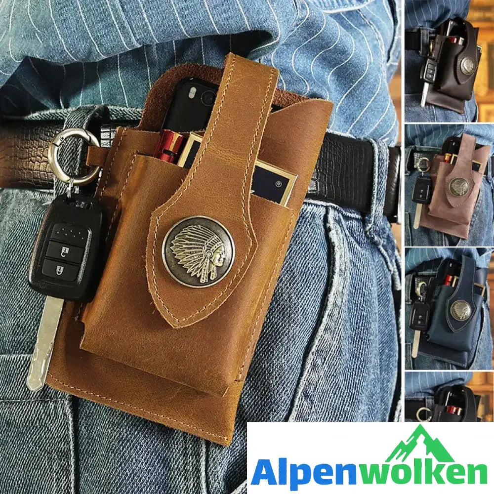 Alpenwolken - Multifunktionale Handytasche aus Leder