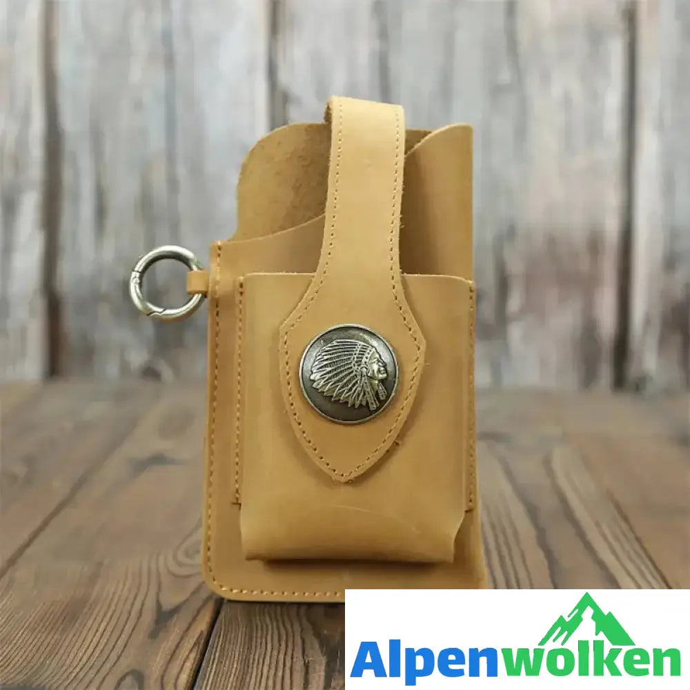 Alpenwolken - Multifunktionale Handytasche aus Leder gelb