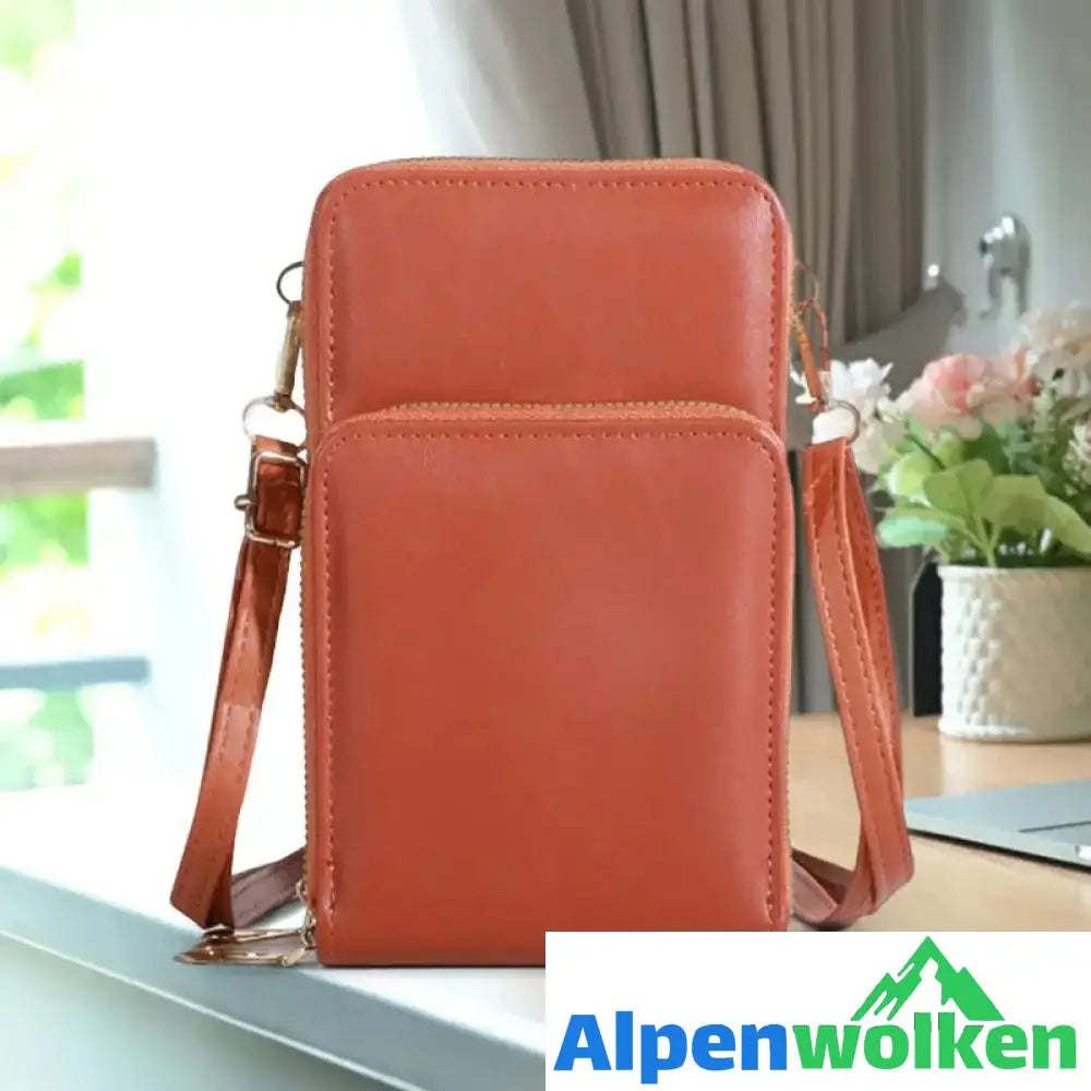 Alpenwolken - Multifunktionale Handytasche mit dreilagigem Reißverschluss Braun