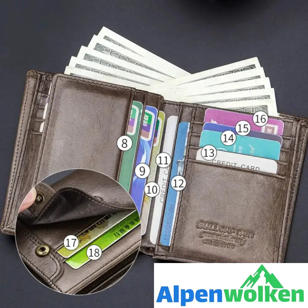 Alpenwolken - Multifunktionale kleine Geldbörse aus Leder für Herren