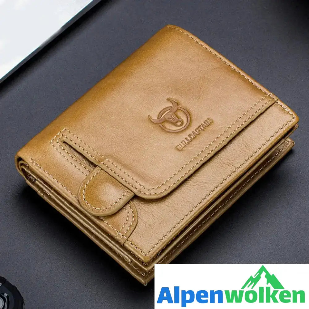 Alpenwolken - Multifunktionale kleine Geldbörse aus Leder für Herren Braun