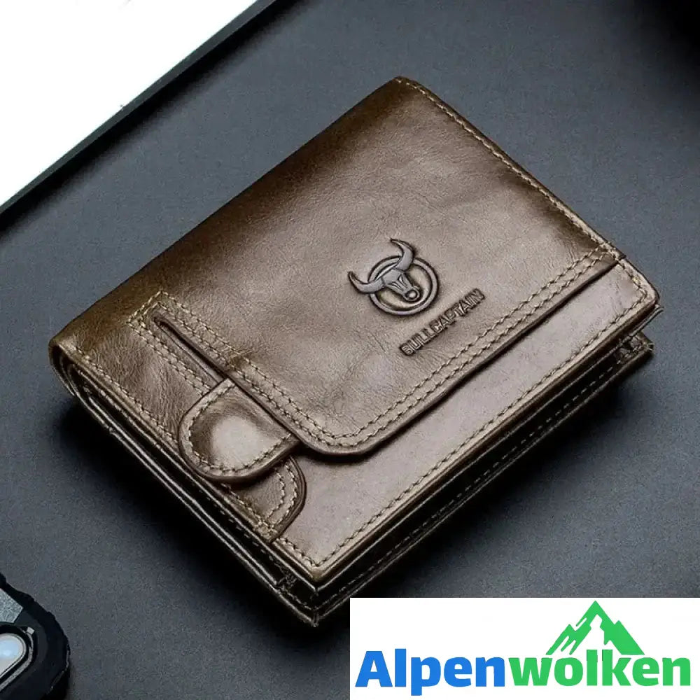 Alpenwolken - Multifunktionale kleine Geldbörse aus Leder für Herren Dunkelbraun