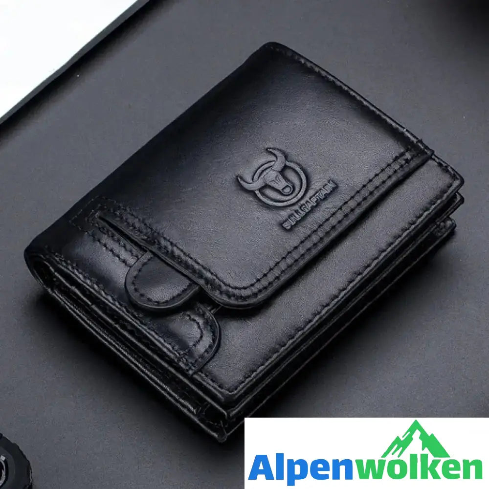 Alpenwolken - Multifunktionale kleine Geldbörse aus Leder für Herren Schwarz