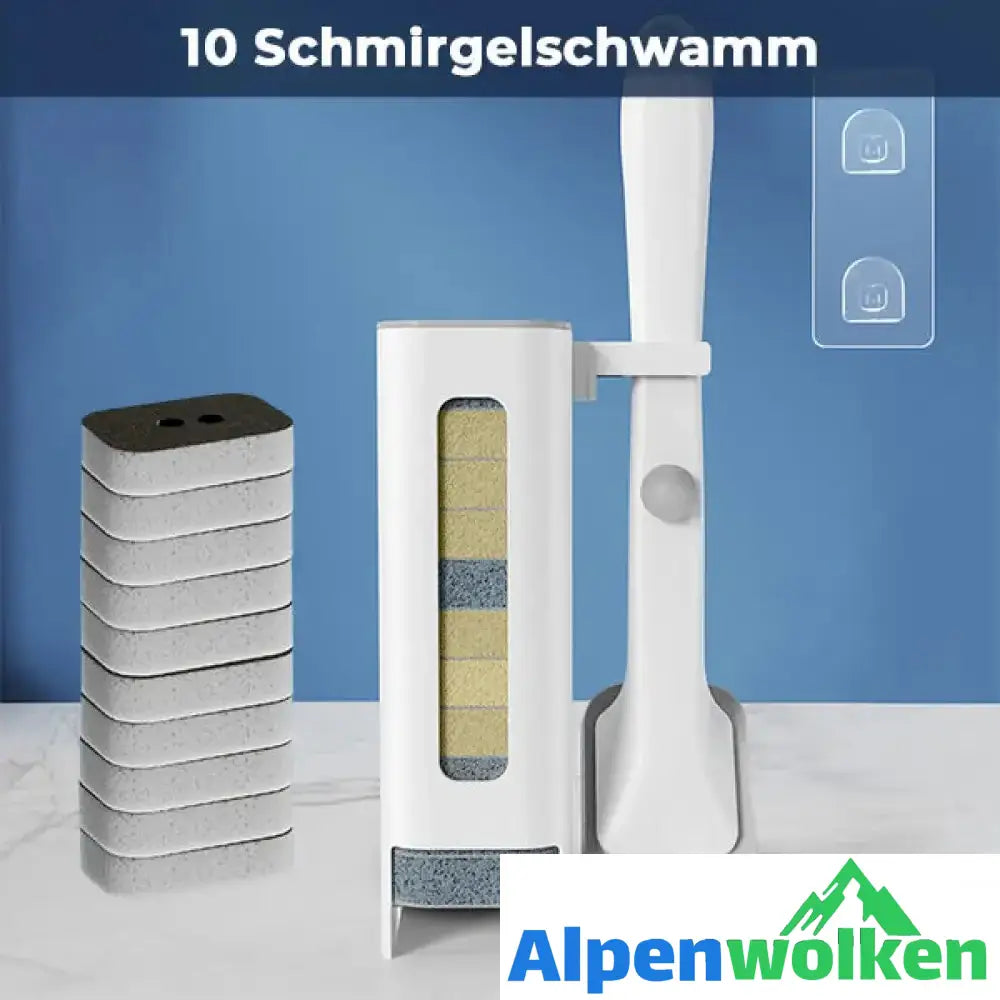 Alpenwolken - Multifunktionale Küchenbürste Schmirgelschwamm 10 Stück + Bürstenhalter + Basis