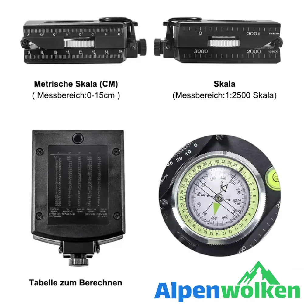 Alpenwolken - Multifunktionaler Kompass mit Flip-Flop-Funktion