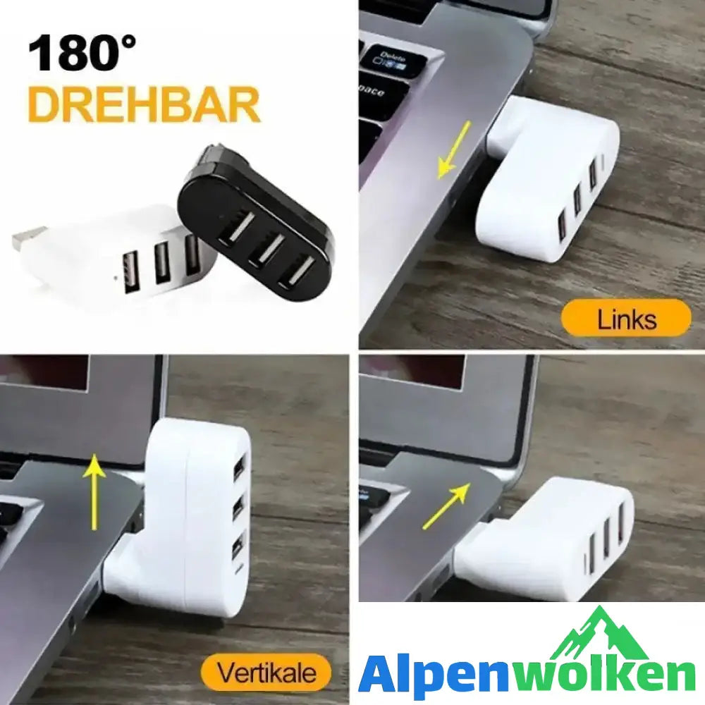 Alpenwolken - Multifunktionaler Mini drehbarer 3-Port USB-Anschluss