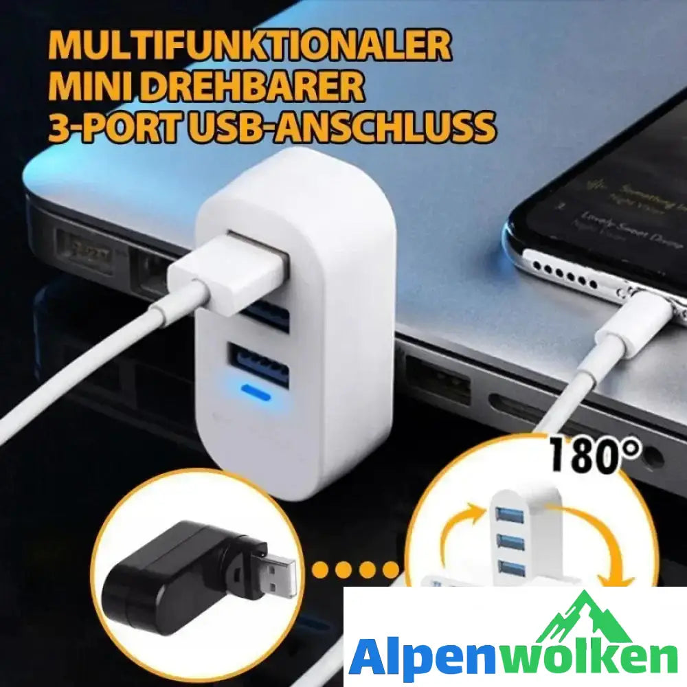 Alpenwolken - Multifunktionaler Mini drehbarer 3-Port USB-Anschluss