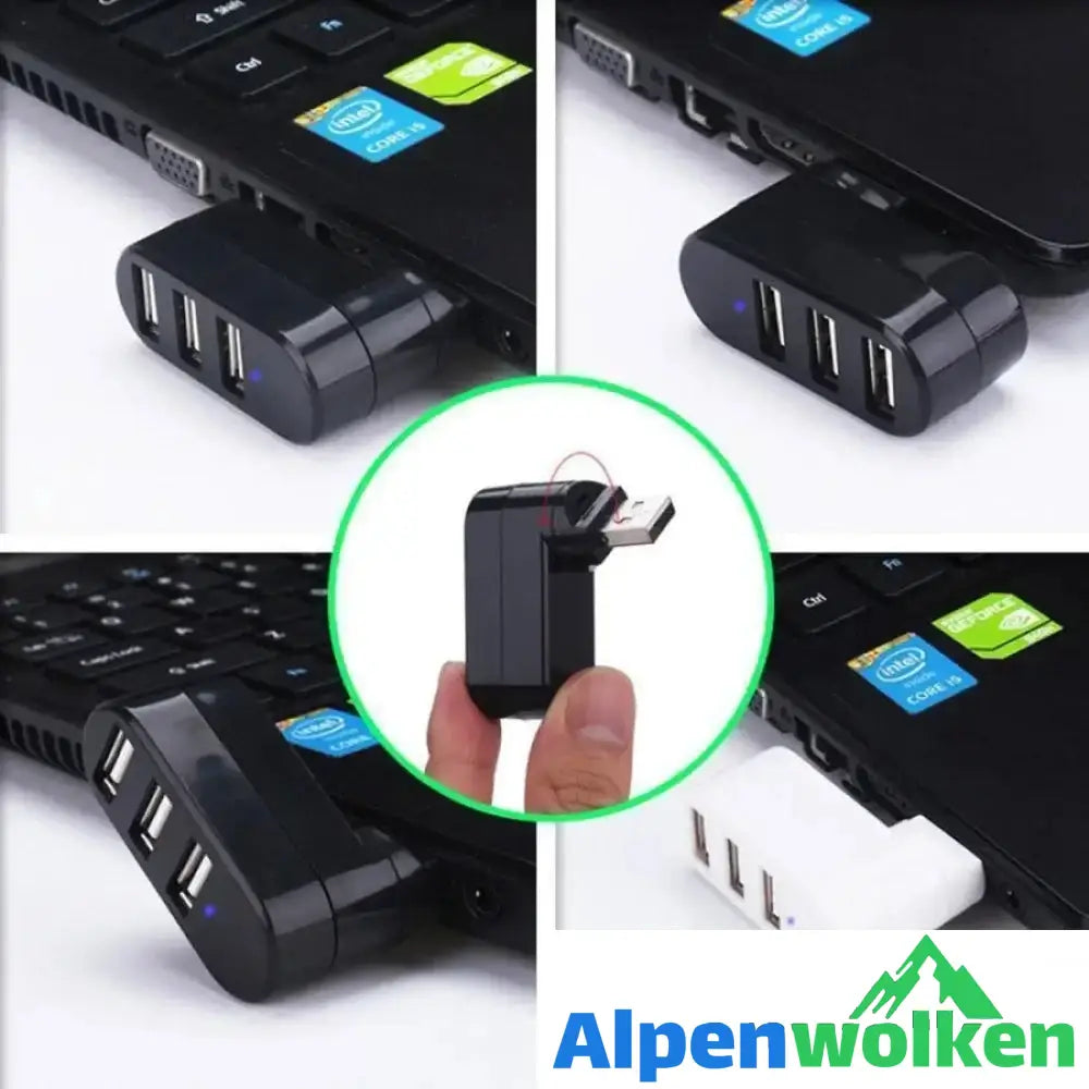 Alpenwolken - Multifunktionaler Mini drehbarer 3-Port USB-Anschluss