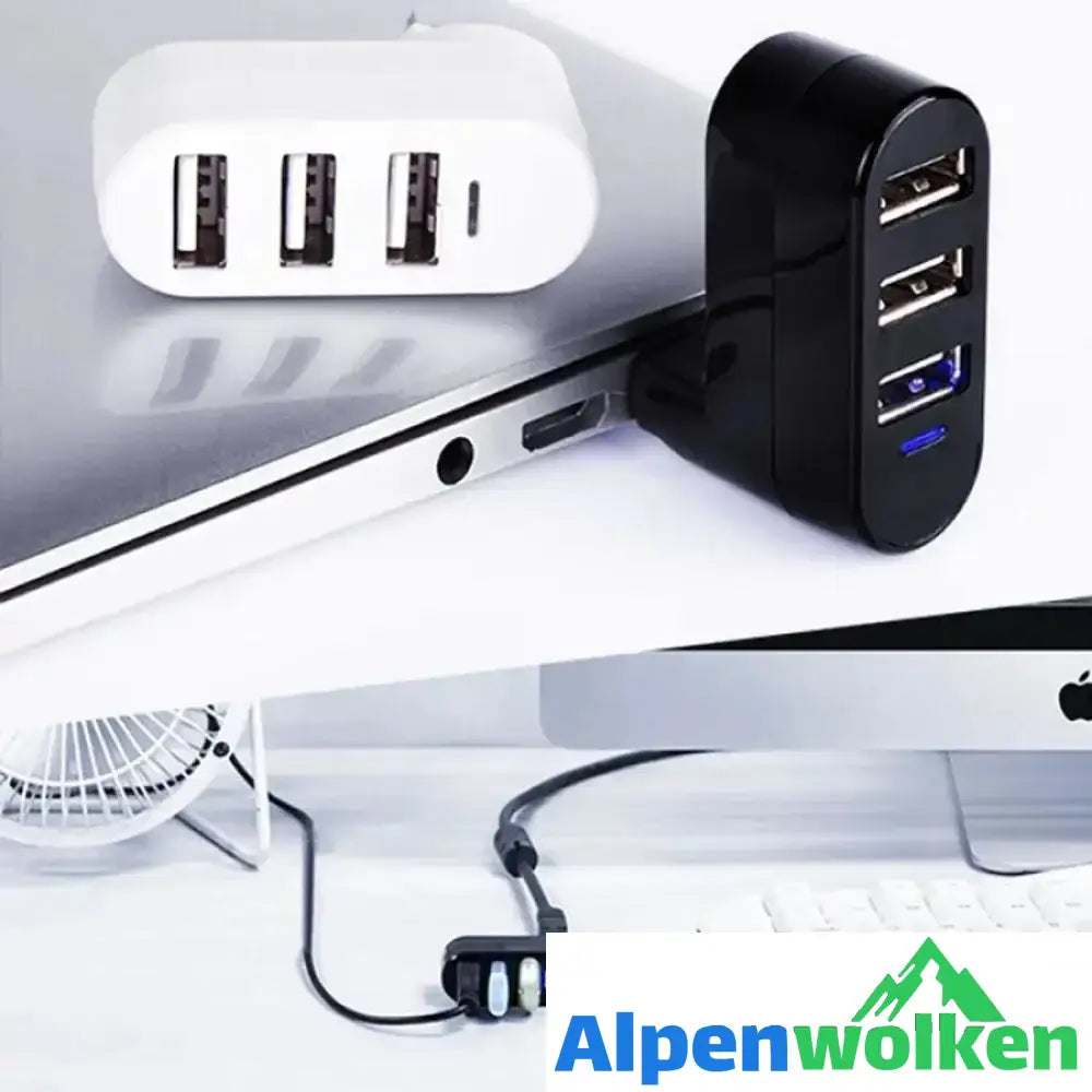 Alpenwolken - Multifunktionaler Mini drehbarer 3-Port USB-Anschluss