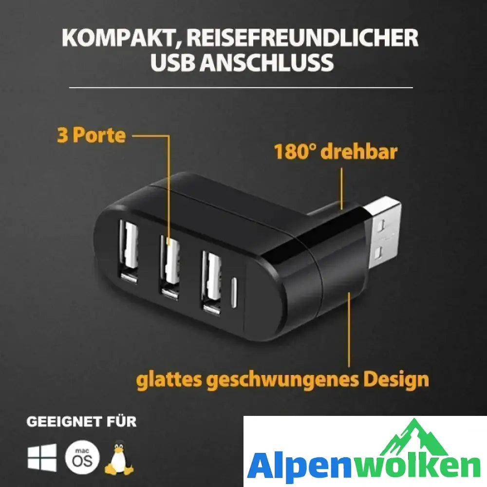 Alpenwolken - Multifunktionaler Mini drehbarer 3-Port USB-Anschluss