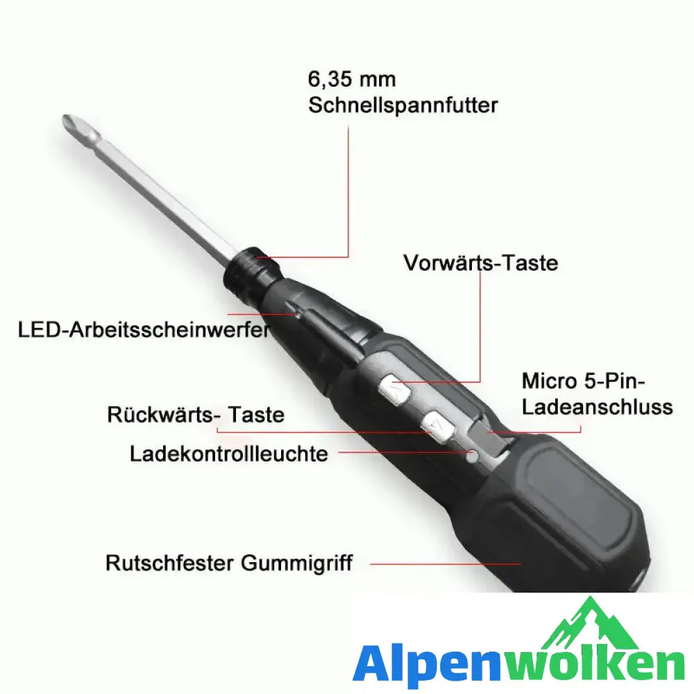 Alpenwolken - Multifunktionaler wiederaufladbarer tragbarer Schraubendreher