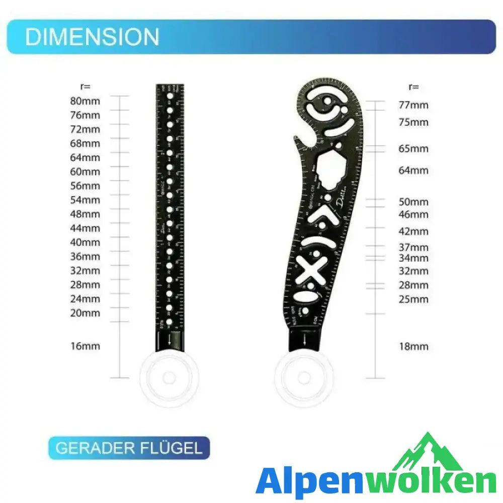 Alpenwolken - Multifunktionales 7- in- 1 Malen Lineal