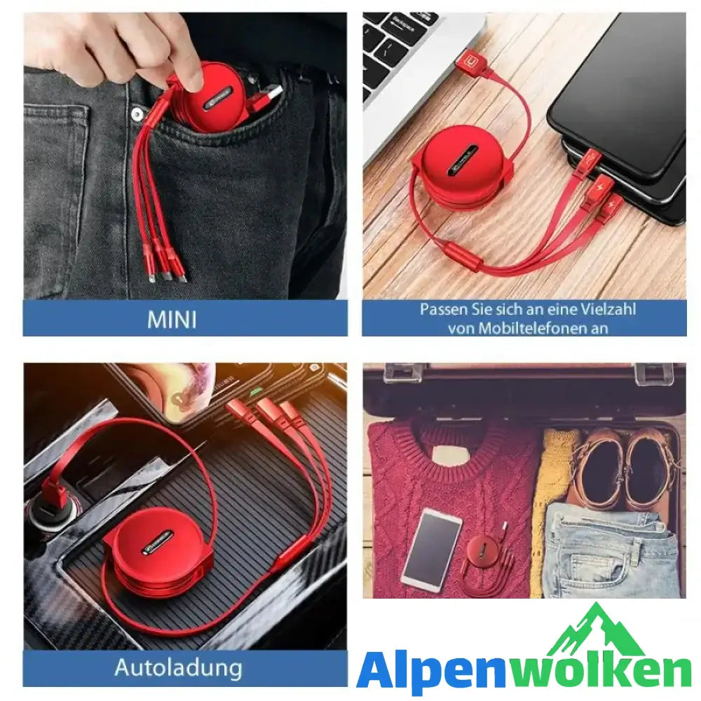 Alpenwolken - Multifunktionales Teleskopishes-3-in-1-Datenkabel