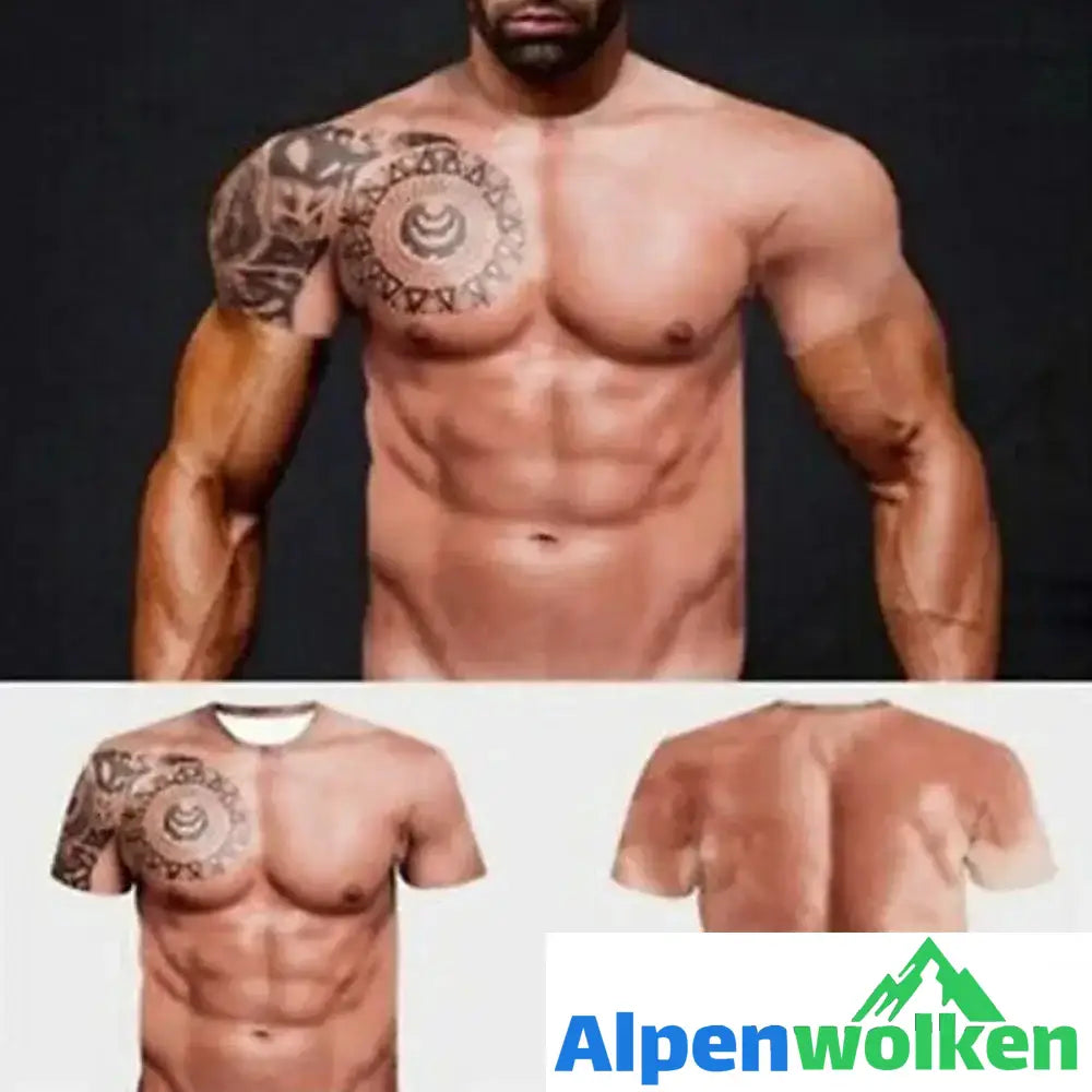 Alpenwolken - Muskel-Tattoo-T-Shirt