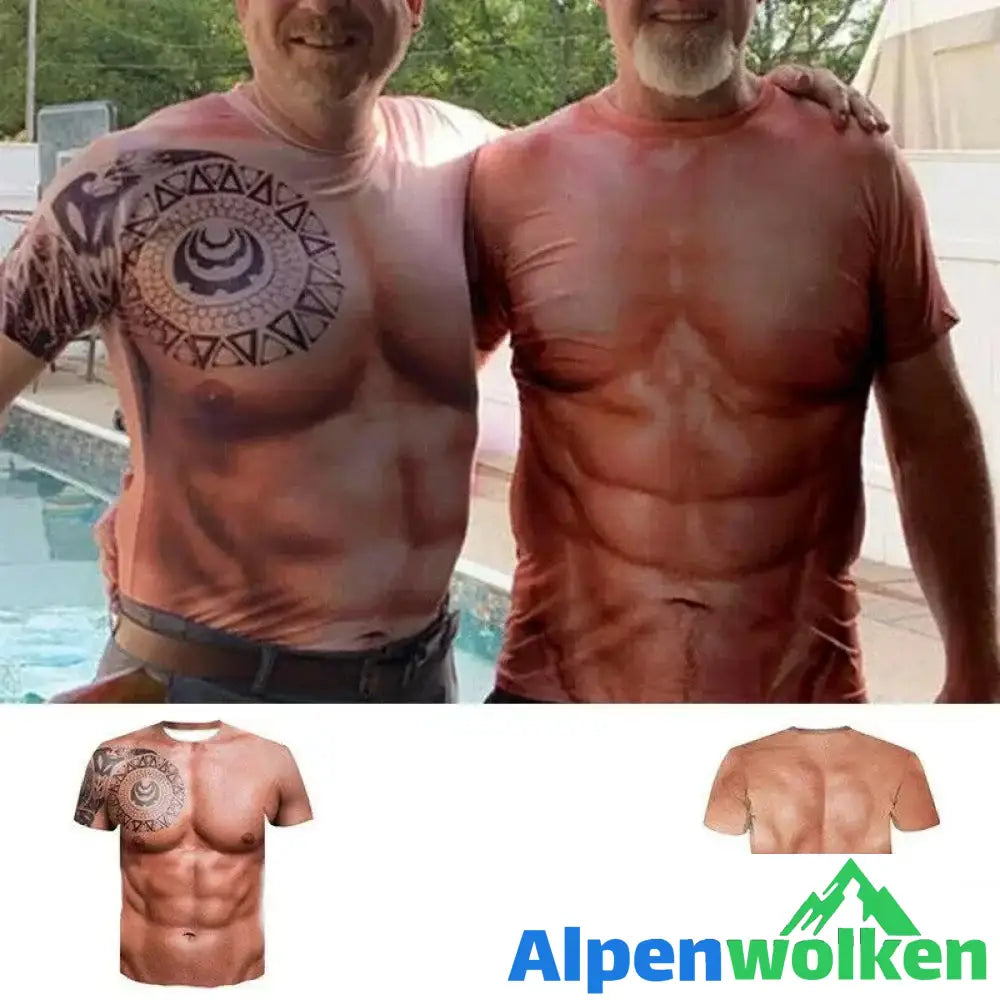 Alpenwolken - Muskel-Tattoo-T-Shirt