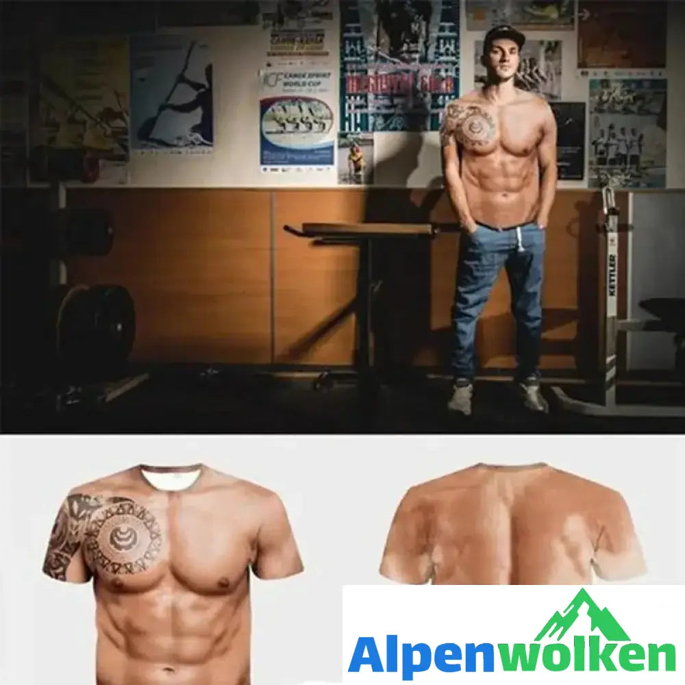 Alpenwolken - Muskel-Tattoo-T-Shirt