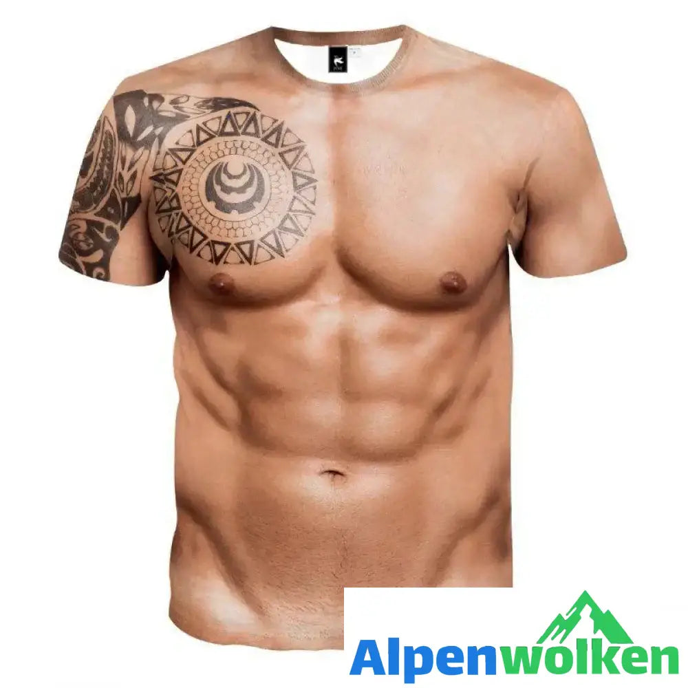 Alpenwolken - Muskel-Tattoo-T-Shirt Typ 1