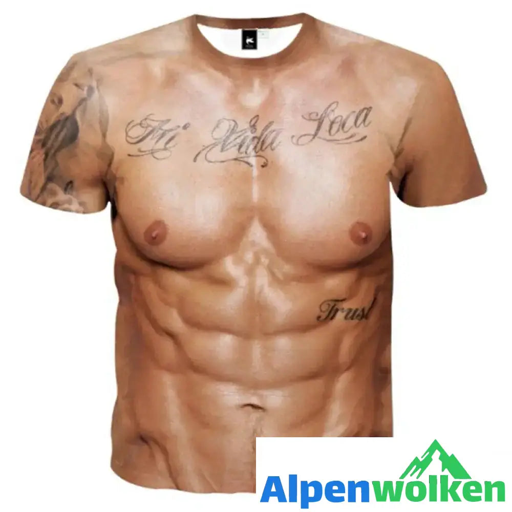 Alpenwolken - Muskel-Tattoo-T-Shirt Typ 2