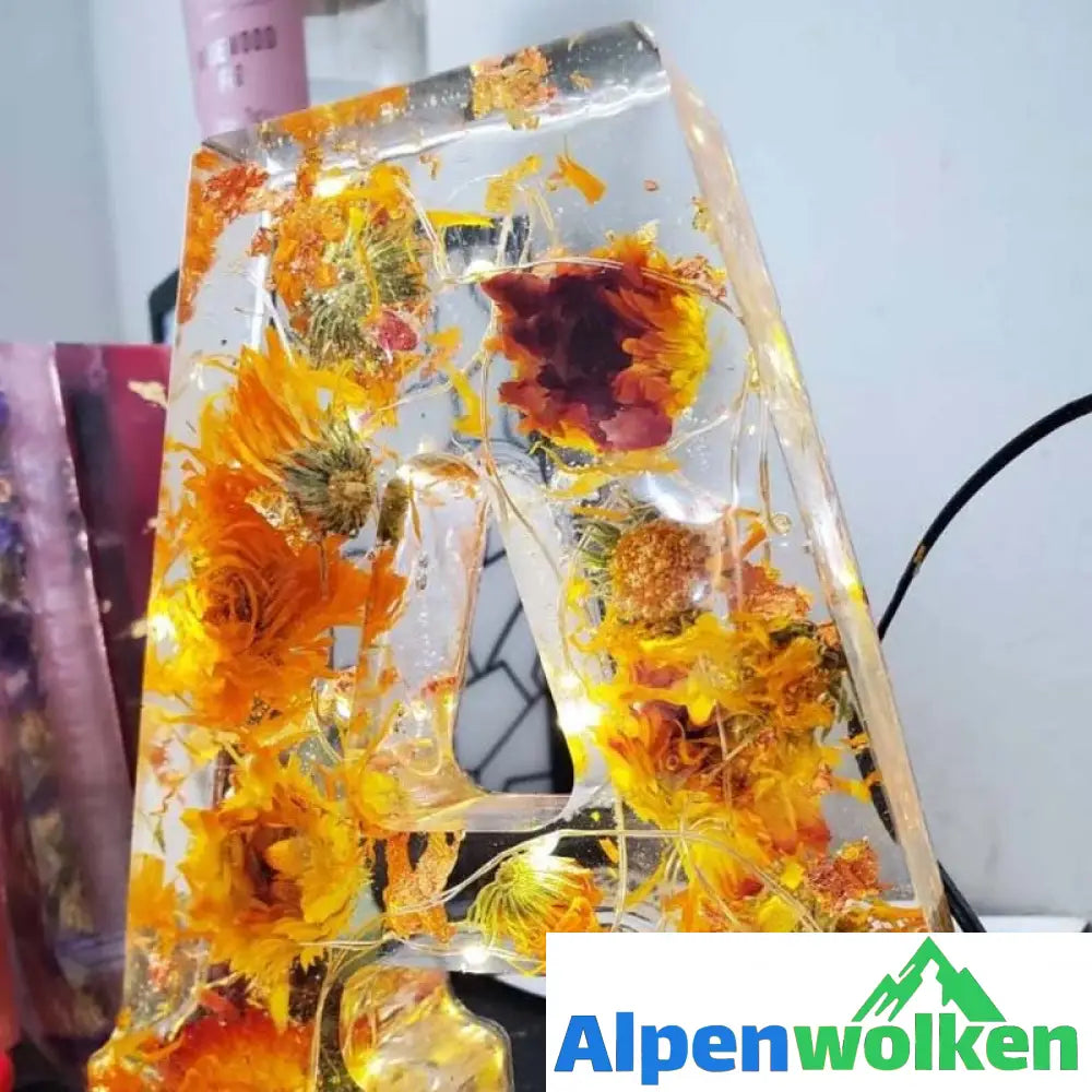 Alpenwolken - Nachtlicht aus Kunstharz mit Blumenmuster