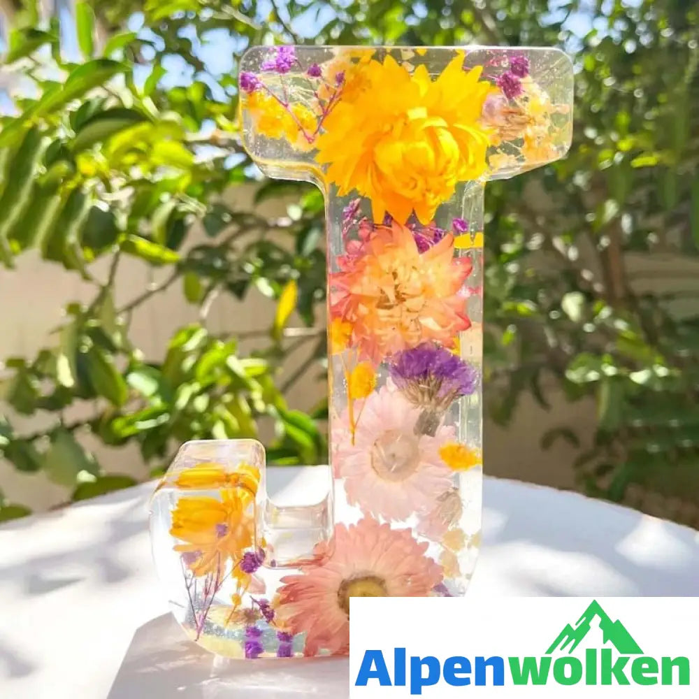 Alpenwolken - Nachtlicht aus Kunstharz mit Blumenmuster