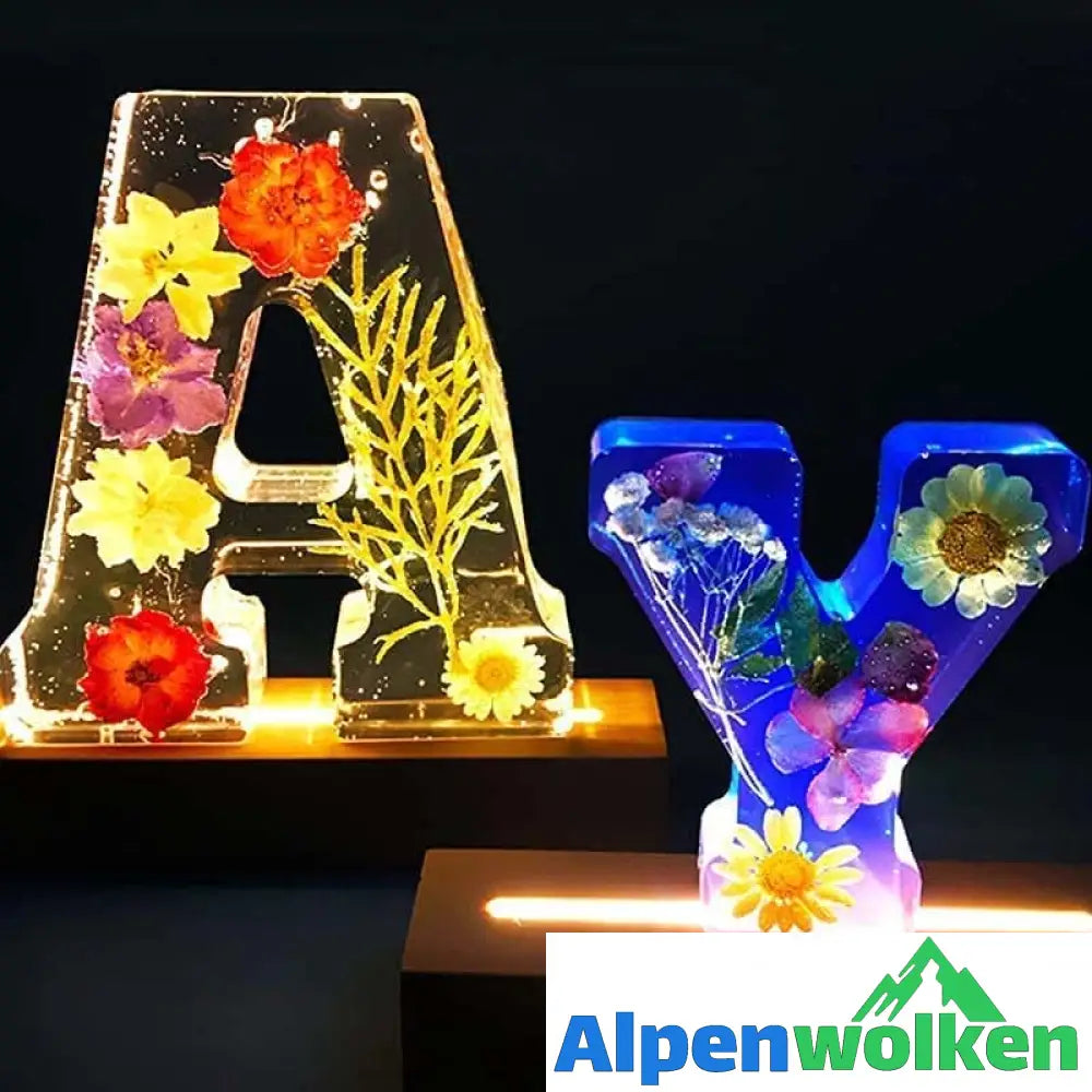 Alpenwolken - Nachtlicht aus Kunstharz mit Blumenmuster