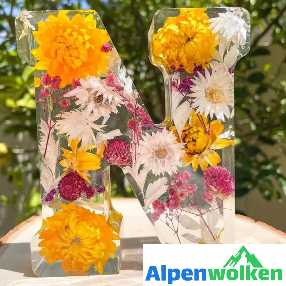 Alpenwolken - Nachtlicht aus Kunstharz mit Blumenmuster