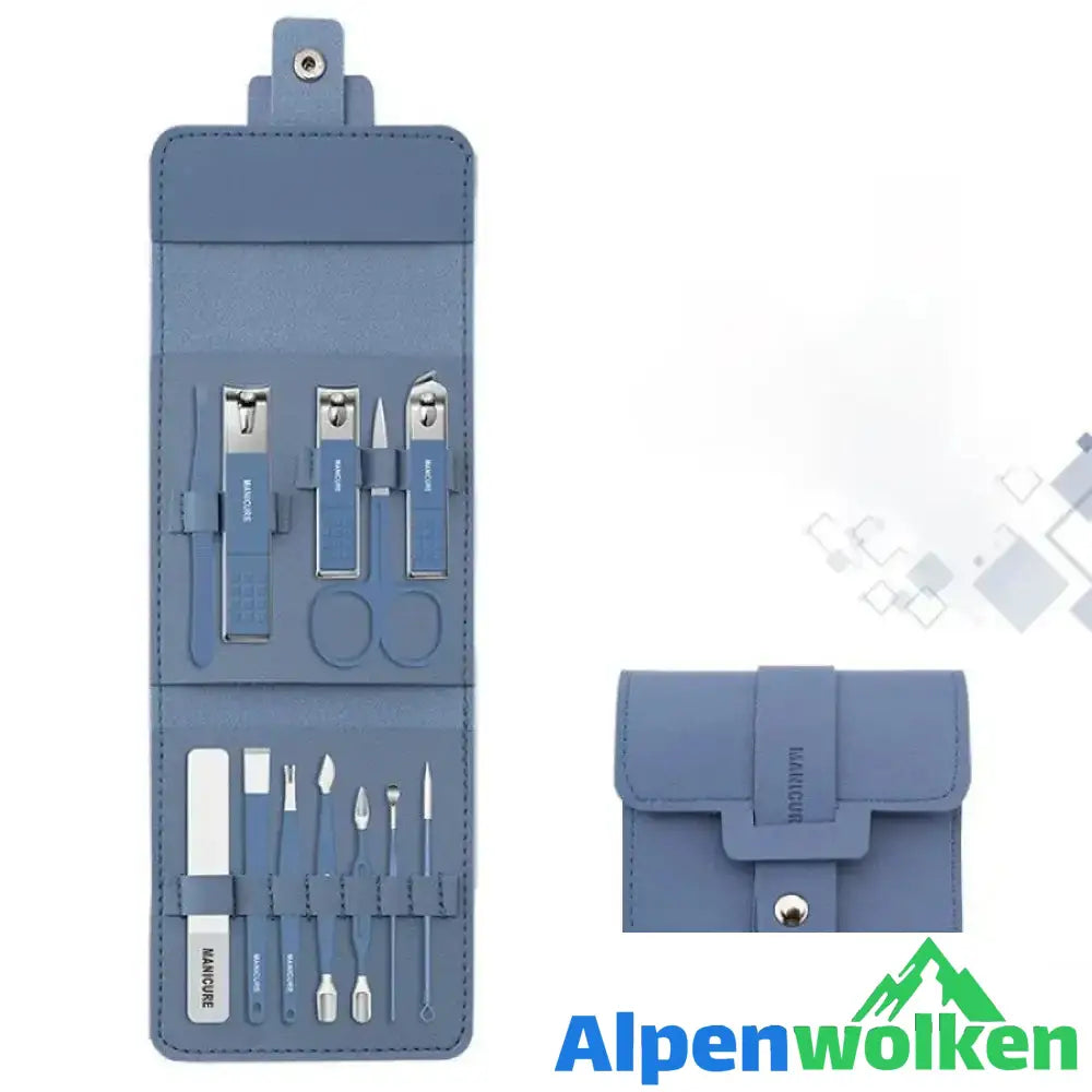 Alpenwolken - Nagelknipser tragbares Set (12/16 Stück) Blau 12 Stück Set