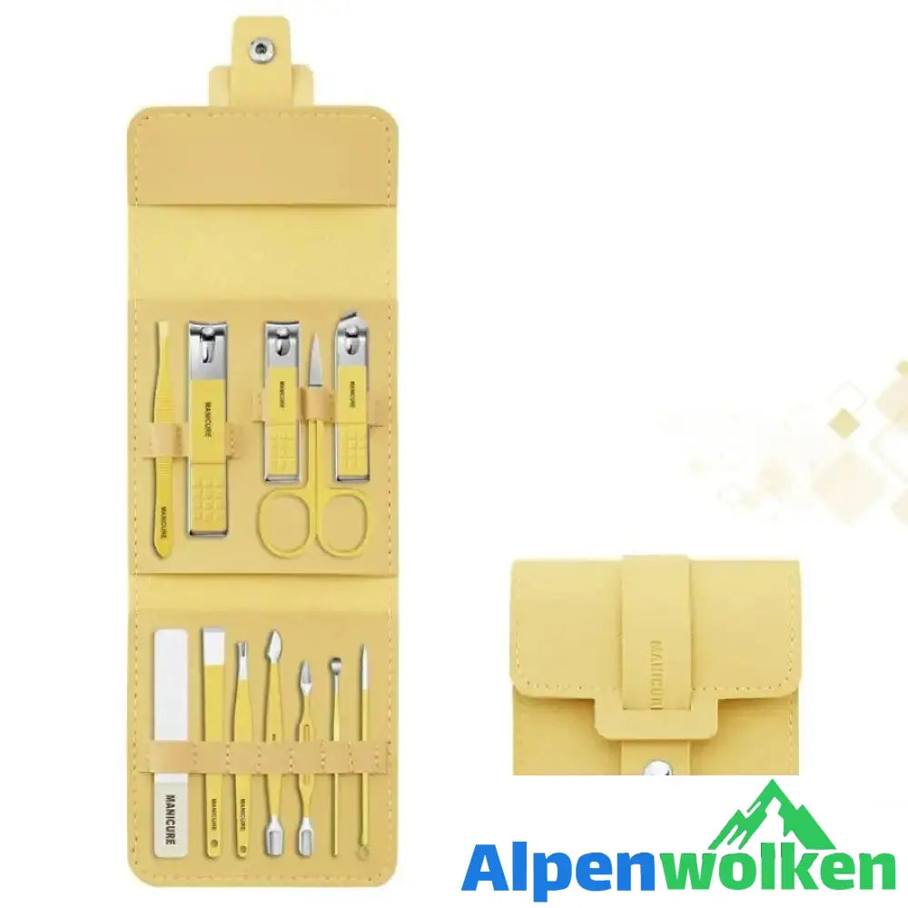 Alpenwolken - Nagelknipser tragbares Set (12/16 Stück) Gelb 12 Stück Set