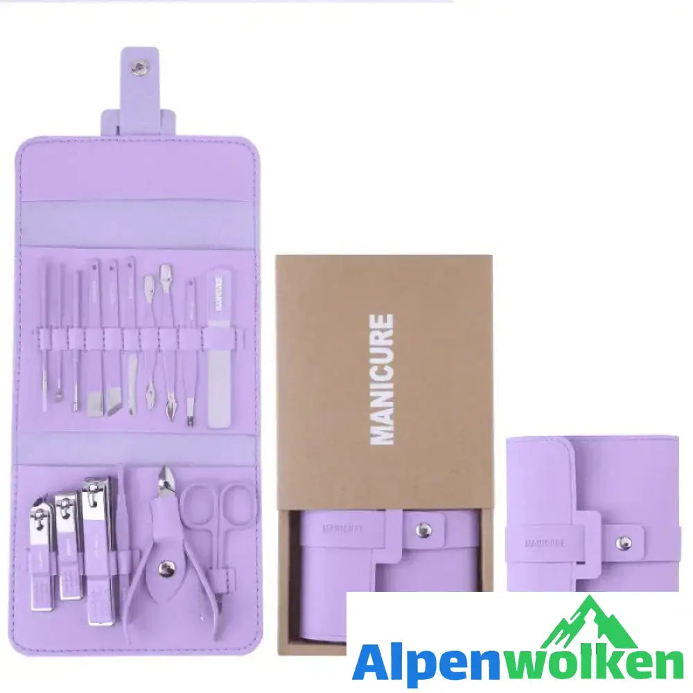 Alpenwolken - Nagelknipser tragbares Set (12/16 Stück) lila 16 Stück Set