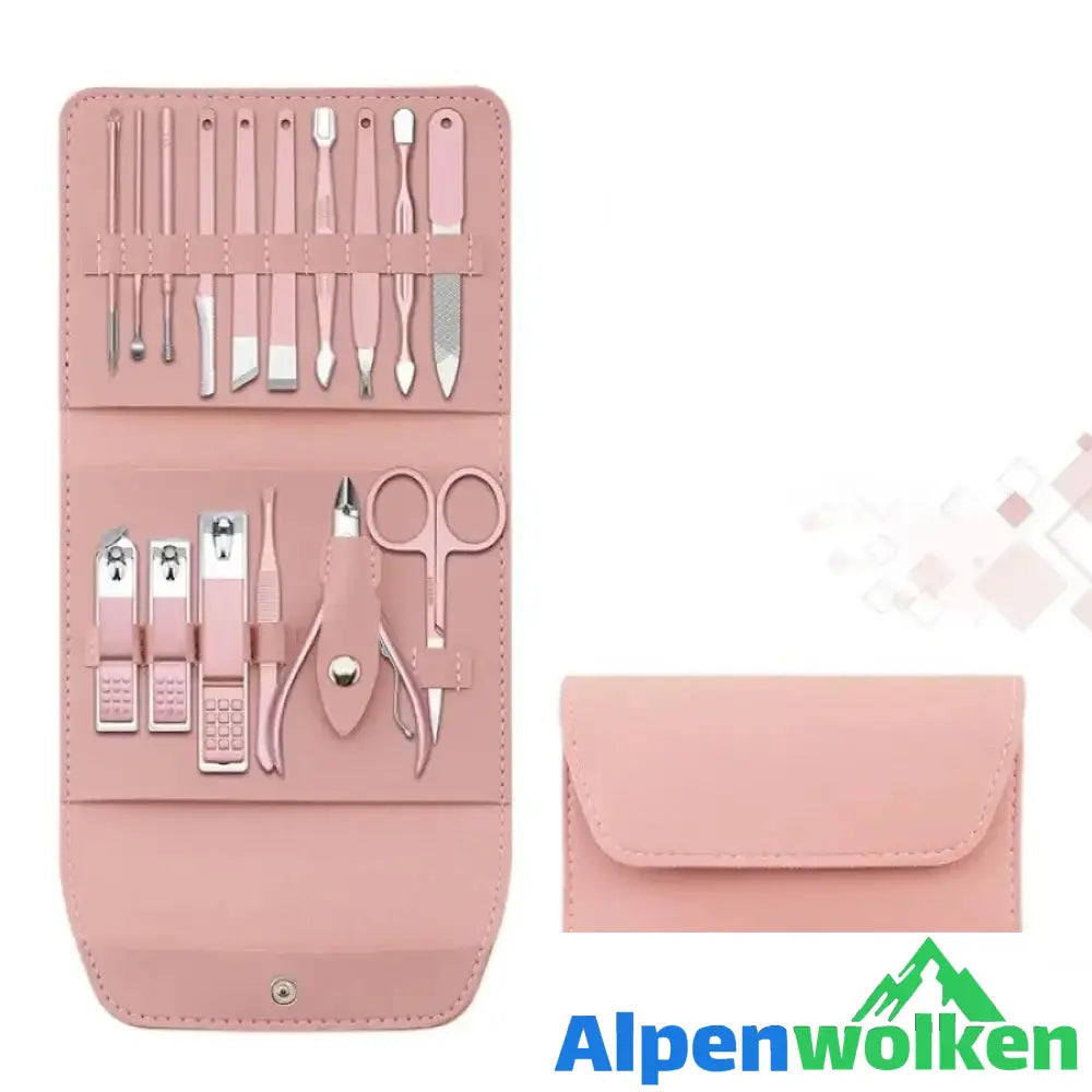 Alpenwolken - Nagelknipser tragbares Set (12/16 Stück) Pink 16 Stück Set