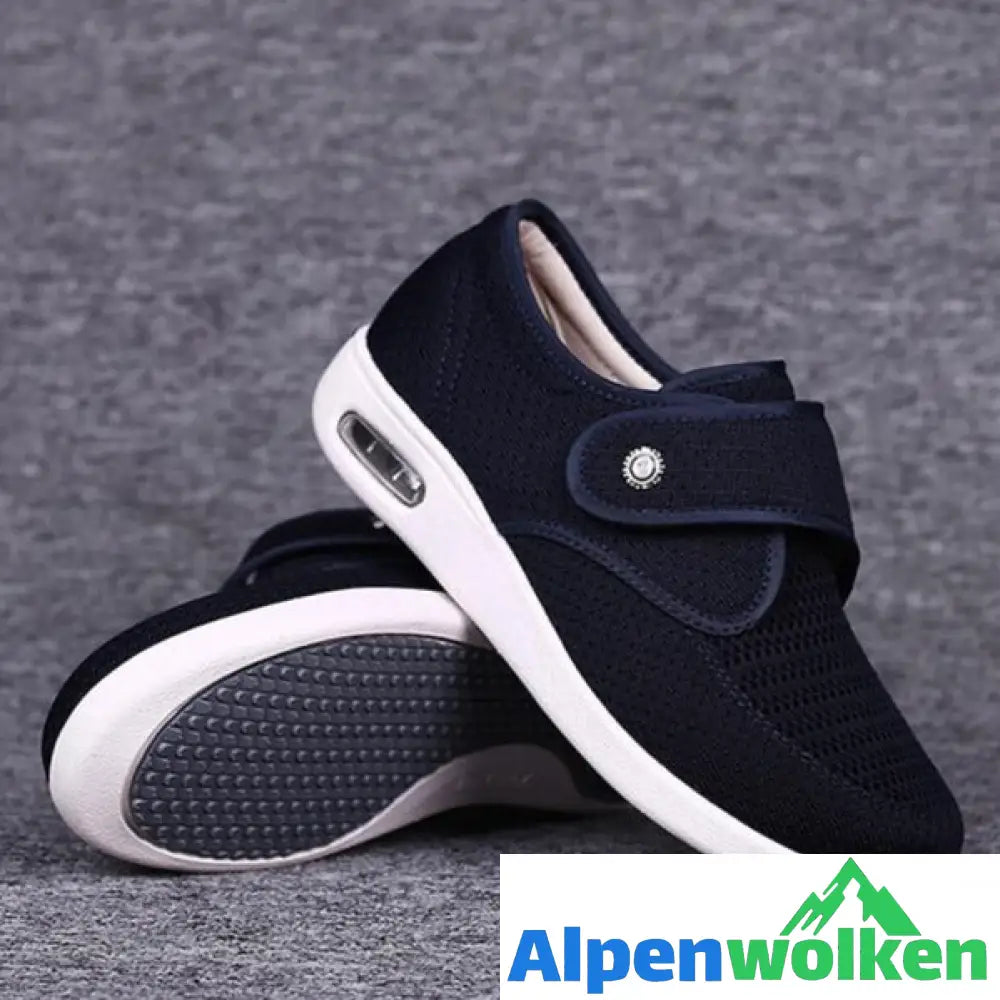 Alpenwolken - Nanccy Plus Größe Weit Diabetiker für geschwollene Füße Breite Schuhe Blau