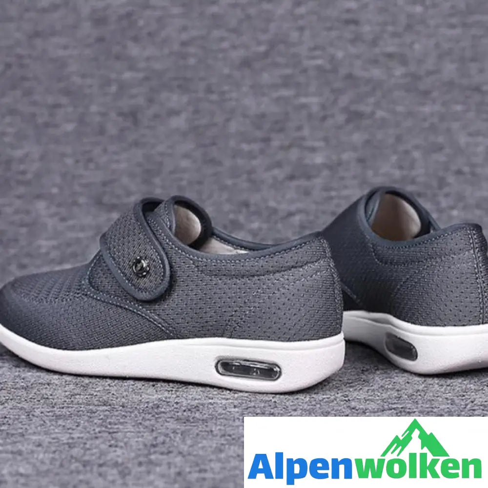 Alpenwolken - Nanccy Plus Größe Weit Diabetiker für geschwollene Füße Breite Schuhe Grau