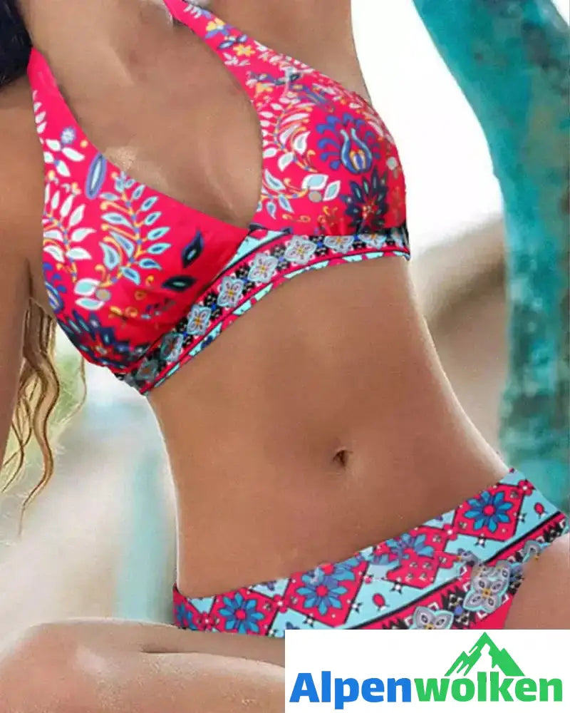 Alpenwolken - Neckholder-Bikinis mit floralem und geometrischem Druck