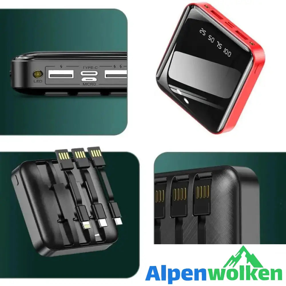 Alpenwolken - Neue abnehmbare Mini Powerbank mit externen Kabeln